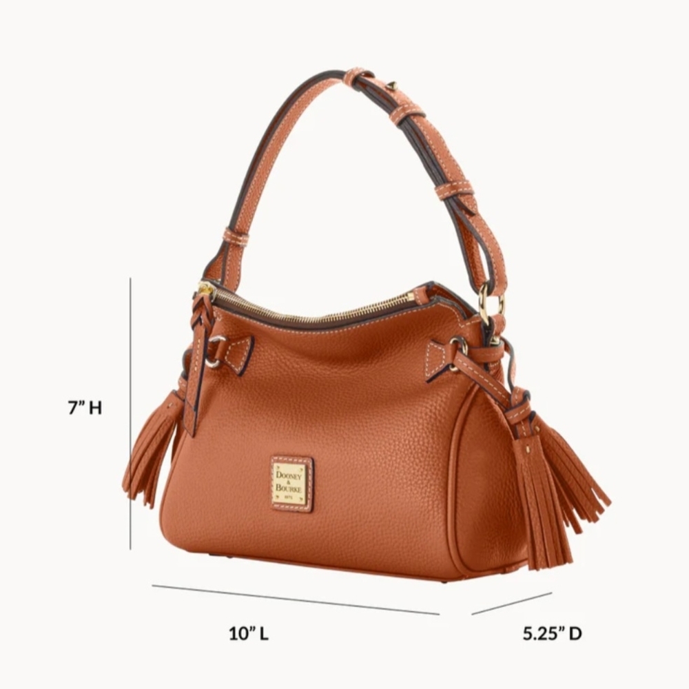 Dooney & Bourke Brown Leather Shoulder Bag with Tassels - Picture 4 of 9